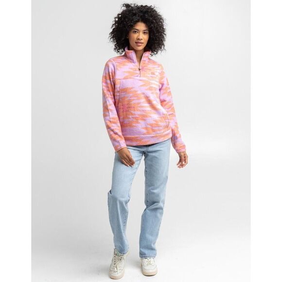 Billabong Boundary Mock 1/2 Zip 2 Lit Up Lilac Aztec Fleece Cozy Core Size M - Picture 3 of 11